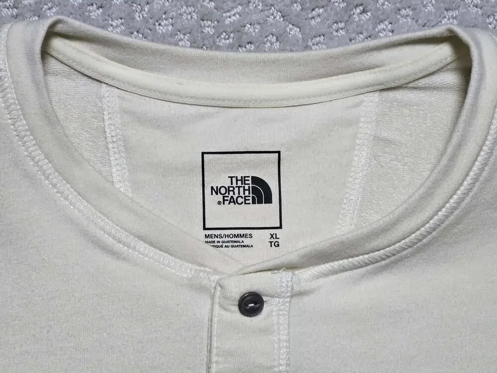 The North Face Mens Off White Long Sleeve Henley Shirt Size XL